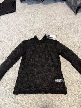 NWT Dynamite Long Sleeve Sheer Lace Turtleneck Top – Jet Black (Size M)